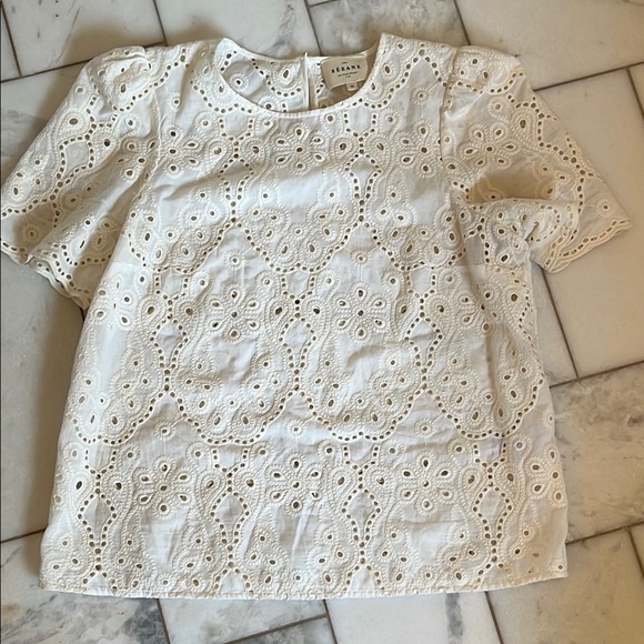 Sezane White Eyelet Blouse - Picture 4 of 8